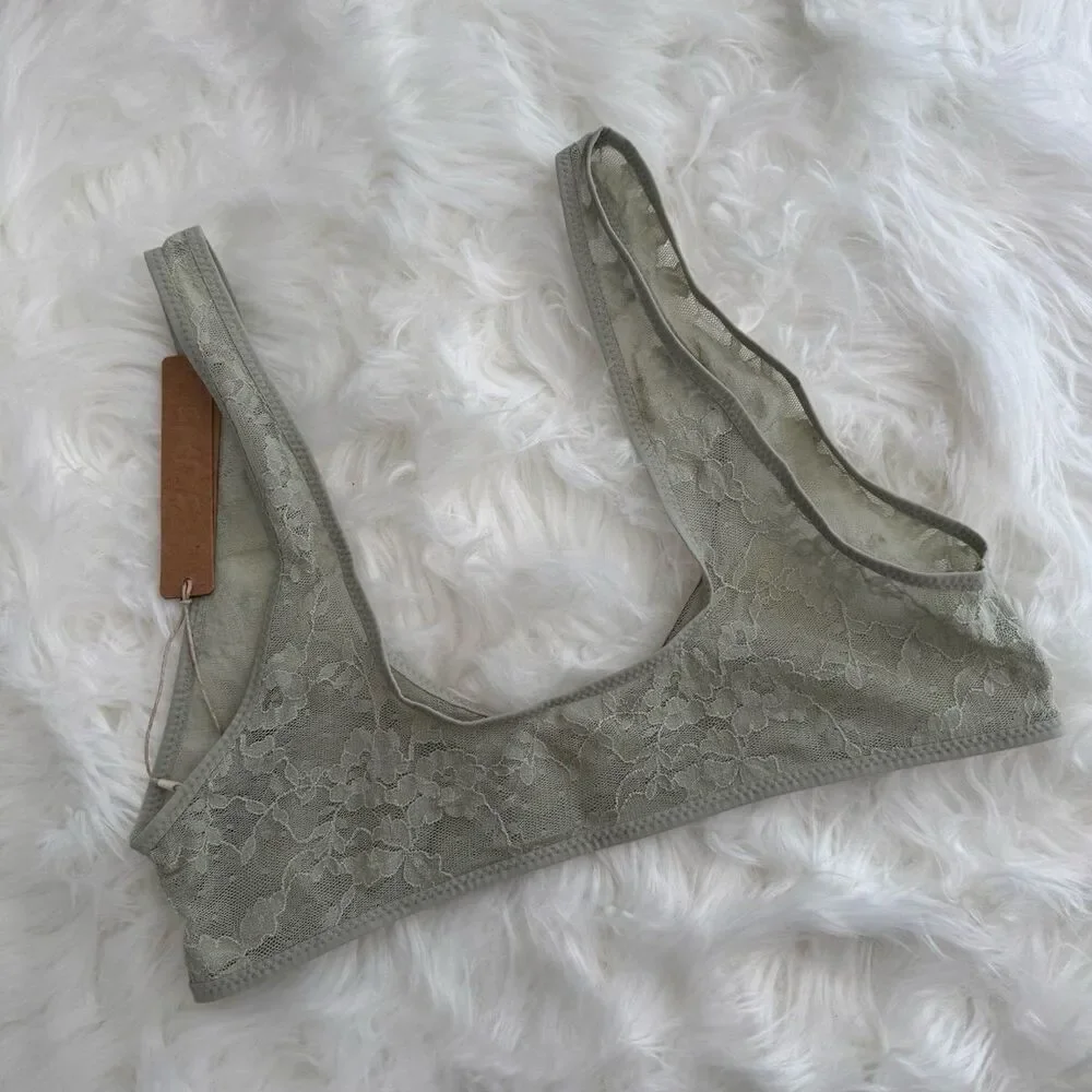 Skims Stretch Lace Plunge Bralette Talc Multi Size Small - Picture 7 of 8